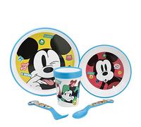 VAISSELLE POUR ENFANTS 5 PIÈCES AVEC BASE ANTIDÉRAPANTE. ASSIETTE, BOL, VERRE DE 260 ML ET COUVERTS. SANS BPA | MICKEY FUN-TASTIC
