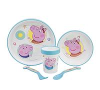 VAISSELLE POUR ENFANTS 5 PIÈCES AVEC BASE ANTIDÉRAPANTE. ASSIETTE, BOL, VERRE DE 260 ML ET COUVERTS. SANS BPA | PEPPA PIG CORE