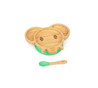 bambuswald© Vaisselle pour bébés et jeunes enfants - vaisselle éléphant cuillère assiette et bol pour enfants - Durable et écologique | Ensemble petit-déjeuner pour enfants assiette à ventouse