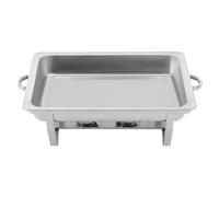Vaisselle rectangulaire en acier inoxydable 410 avec 3 bols de 2,5 l, avec cadre, couvercle, bac à eau et porte-combustible, chauffe-plats, pour restauration, hôtel, buffet