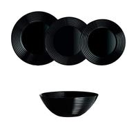 Vaisselle verre opale Harena noir Luminarc 19 pièces vaisselle complète avec saladier