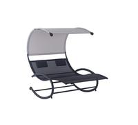 Vaïta - Transat double à bascule avec auvent noir & gris