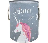 VAIVUSTO Grand panier à linge rond en toile imperméable avec poignées en corde, panier à linge mignon de dessin animé pour chambre d'enfant, rangement de jouets, décoration de chambre de fille