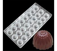 Vak 24 cavités en forme de fleur Moule à chocolat en polycarbonate carrés Candy Plateau Jelly Dessert Moule d'injection de rigide PC Chocolat Moules Bakeware Pan - 27.5 x 13.5 x 2.4 cm