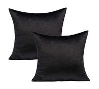 VAKADO Housse de Coussin en Velours Noir Super Doux Carré Décoratif Taie d’Oreiller pour Chambre Salon Canapé Lit Chaise Voiture Ensemble de 2 45x45cm