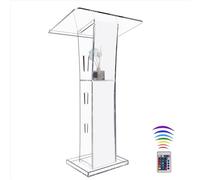 Vakiorn Podium en Acrylique Transparent, chaire de 43" pour Les églises, pupitre Moderne avec étagère de Rangement pour Les salles de Classe, Les conférences, Les Mariages, etc