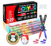 VAKKI 120 Couleurs Feutre Acrylique, Stylos Acryliques Liquide Direct Acrylic Paint Marker Coloriage pour Adultes, Marqueur Acide Acrylique Pour Coloriage, Pierre, Calligraphie, Bois, Toile, Verre