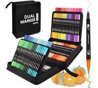 VAKKI 120 Couleurs Feutres Coloriage Adulte, Double Pointe Feutre Aquarelle avec Pointe Fine 0.4mm et Pointe Pinceau 1-2mm, Stylo Feutre pour Enfants Artistes Dessin Calligraphie Cadeau