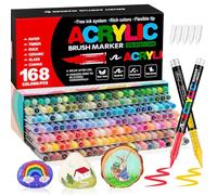 VAKKI 168 Couleurs Feutre Acrylique, Stylos Acryliques Liquide Direct Acrylic Paint Marker Coloriage pour Adultes, Marqueur Acide Acrylique Pour Coloriage, Pierre, Calligraphie, Bois, Toile, Verre