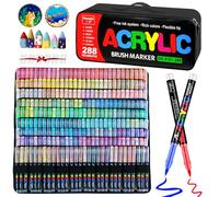 VAKKI 288 Couleurs Feutre Acrylique, Stylo Liquide Direct Acrylic Paint Marker Coloriage pour Adultes, Marqueur Pour Coloriage, Pierre, Calligraphie, Bois, Toile, Verre