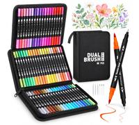 VAKKI 60 Couleurs Feutres Coloriage Adulte, Double Pointe Feutre Aquarelle avec Pointe Fine 0.4mm et Pointe Pinceau 1-2mm, Stylo Feutre pour Enfants Artistes Dessin Calligraphie Cadeau