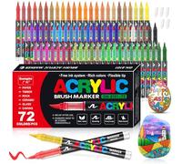 VAKKI 72 Couleurs Feutre Acrylique, Stylos Acryliques Liquide Direct Acrylic Paint Marker Coloriage pour Adultes, Marqueur Acide Acrylique Pour Coloriage, Pierre, Calligraphie, Bois, Toile, Verre