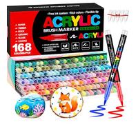 VAKKI Lot de 168 feutres de peinture acrylique pour coloriage, pierre, calligraphie, bois, toile, verre, céramique