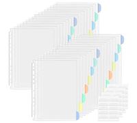 Vakki Pochettes perforées A4 avec index coloré, pochettes transparentes A4, Utilisables comme intercalaires pour classeurs pochettes ouvertes en haut pochette plastique a4
