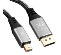 Vakler Câble Mini DP vers DP 1.4 de 2M, 8K 60Hz 4K144Hz Câble Adaptateur DP vers DP Thunderbolt 2 avec AMD FreeSync HDR 3D G-SYNC pour iMac Mac OS MacBook Surface Pro PC Moniteur