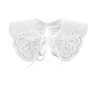 Vakorise Polyester Cotton Collar | White One Size Layering: Short Poncho
