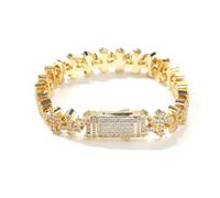 VAKTWPDLY Bracelets de croix plaqués or 18K pour les femmes, 11,5 mm glacé 5A étincelant cubique zirconie croix bracelet chevilles Hip Hop rappeur bijoux cadeau pour hommes femmes