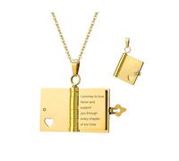 VAKTWPDLY Collier Love Story Book Collier médaillon personnalisé avec message pour femme, bijou en acier inoxydable en forme de livre ouvert en forme de cœur, cadeau pour maman, épouse ou petite amie
