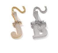 VAKTWPDLY Collier personnalisé avec initiale A-Z pour homme ou femme, collier ras-du-cou avec initiale en plaqué or 18 carats style hip-hop, pendentif couronne d'épines pour rappeurs