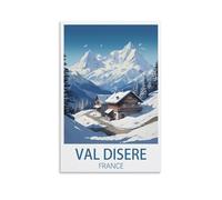 Val d'isere France - Affiches sur toile vintage de voyage, montagne, 40 x 60 cm, pour décoration d'intérieur, chambre à coucher, bureau, salon