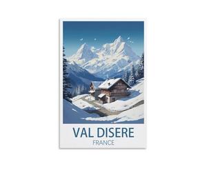 Val d'isere France - Affiches sur toile vintage de voyage, montagne, 40 x 60 cm, pour décoration d'intérieur, chambre à coucher, bureau, salon