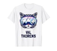 Val Thorens Alpes Montagne Panorama Lunettes de ski Chats T-Shirt