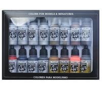 Vallejo Lot de 16 pots de peinture acrylique pour Air Brush Couleurs assorties Effet métallisé