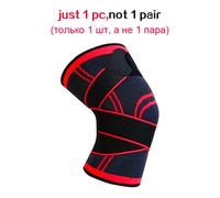 Valable 1 Pc Genouillère Sport Hommes Pressurisé Élastique Genouillères Soutien Fitness Gear Basketball Volleyball Orthèse Protecteur -1 Piece Rouge-S