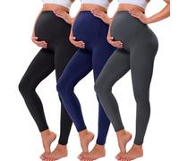 VALANDY Creamlush Legging de maternité taille haute réglable avec soutien du ventre doux et doux, Lot de 3 - noir/bleu marine/gris foncé, L