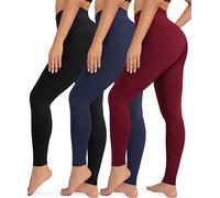 VALANDY Creamlush Lot de 3 leggings taille haute pour femme - Contrôle du ventre - Pantalon de yoga doux comme du beurre (S à 5XL), 3 paires noir/bleu marine/bordeaux, L-XL