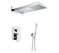 VALAZ Douche encastrée monocommande carrée avec cascade et pluie série Niagara