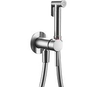 VALAZ Kit Douchette WC | Robinet Bidet, Douche hygiénique, Mélangeur Eau Froide et Chaude, Pas de Fuites, Installation Facile | Laiton, Inoxydable, Élégant, Rond, Acier Brossé, Série Guadiana