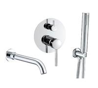 VALAZ Mitigeur Baignoire | Mitigeur Eau Chaude et Froide, Économie d'Eau | Installation Facile et Rapide | Robinet de Douche en Acier Inoxydable, Rond, Chromé, Série Jucar