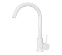 VALAZ Robinet Cuisine Evier | Robinet Mitigeur 360° Swivel, Haute Pression, Economie d'Eau | Installation Facile et Rapide | Laiton, Acier Inoxydable, Blanc Protection PVD, Série Misisipi