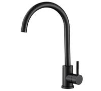 VALAZ Robinet Cuisine Evier | Robinet Mitigeur 360° Swivel, Haute Pression, Economie d'Eau | Installation Facile et Rapide | Laiton, Acier Inoxydable, Noir Mat, Série Misisipi