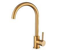 VALAZ Robinet Cuisine Evier | Robinet Mitigeur 360° Swivel, Haute Pression, Economie d'Eau | Installation Facile et Rapide | Laiton, Acier Inoxydable, Doré Brossé, Série Misisipi