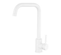 VALAZ Robinet Cuisine Evier | Robinet Mitigeur 360° Swivel, Haute Pression, Economie d'Eau | Installation Facile et Rapide | Laiton, Acier Inoxydable, Bec en C, Blanc, Série Zancara