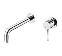 VALAZ Robinet Salle Bain Mural | Mitigeur Lavabo, Ouverture à Froid, Mélangeur Eau Froide et Chaude, Pas de Fuites, Installation Facile | Laiton, Inoxydable, Élégant, Rond, Chromé, Série Selva