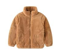 Valcatch Enfants Douce Polaire Full-Zip Veste Fausse Fourrure Manteau Flou avec Poches Hiver Vêtements D’extérieur Chauds pour Petit Garçon Fille 2-11 Ans