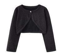 Valcatch Filles Cardigans Tricoté Enfants Manches Longues Haussement D’épaules Coton Un Bouton Boléro Pull Enfant en Bas âge Robe Manteau Tricots pour Fête De Mariage Ballet âge 2-10 Ans