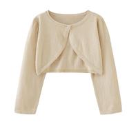Valcatch Filles Cardigans Tricoté Enfants Manches Longues Haussement D’épaules Coton Un Bouton Boléro Pull Enfant en Bas âge Robe Manteau Tricots pour Fête De Mariage Ballet âge 2-10 Ans