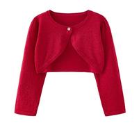Valcatch Filles Cardigans Tricoté Enfants Manches Longues Haussement D’épaules Coton Un Bouton Boléro Pull Enfant en Bas âge Robe Manteau Tricots pour Fête De Mariage Ballet âge 2-10 Ans