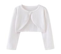 Valcatch Filles Cardigans Tricoté Enfants Manches Longues Haussement D’épaules Coton Un Bouton Boléro Pull Enfant en Bas âge Robe Manteau Tricots pour Fête De Mariage Ballet âge 2-10 Ans