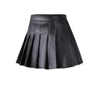 Valcatch Filles Fausse Jupe plissée en Similicuir Uniforme Scolaire Mini Jupes Jupe-Short évasée avec Short doublé pour Tout-Petit Enfants Adolescents Jupes Courtes plissées en Cuir PU Taille