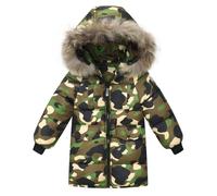 Valcatch Garçon Manteau Camo D'hiver, Manteau Chaud en Duvet Matelassé pour enfants avec Capuche Amovible en Fausse Fourrure, Parka Résistant à L'eau pour Le Ski en Plein Air, 2-7 Years Teenage