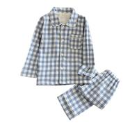 Valcatch Garçons Filles Polaire Pyjama 2 Pièces Automne Hiver Pjs Vêtements Ensembles Enfants Adolescent À Manches Longues Bouton Bas Deux Pièces Vêtements de Nuit en Coton Doux Vêtements