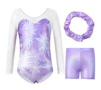 Valcatch Gymnastics Justaucorps pour Filles Kids Toddler Gymnastics Shorts et Bandeau One Piece Dancing Ballet Body Pratique Combinaison 5-12 ans
