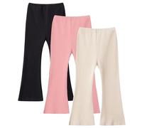 Valcatch Lot de 3 Filles Flare Leggings Enfants Pantalons À Pattes D’éléphant Taille Haute Pantalon Côtelé Pantalon de Yoga Coupé par Bottes Printemps Été Automne Stretch Pantalon Décontracté