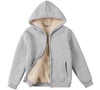 Valcatch Veste à Capuche en Laine Polaire pour Garçons et Filles, Sweat Unisexe pour Enfants avec Fermeture à Glissière et Doublure en Sherpas, Manteau Doux et Chaud à Manches Longues avec Fermeture