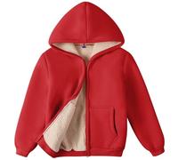 Valcatch Veste à Capuche en Laine Polaire pour Garçons et Filles, Sweat Unisexe pour Enfants avec Fermeture à Glissière et Doublure en Sherpas, Manteau Doux et Chaud à Manches Longues avec Fermeture